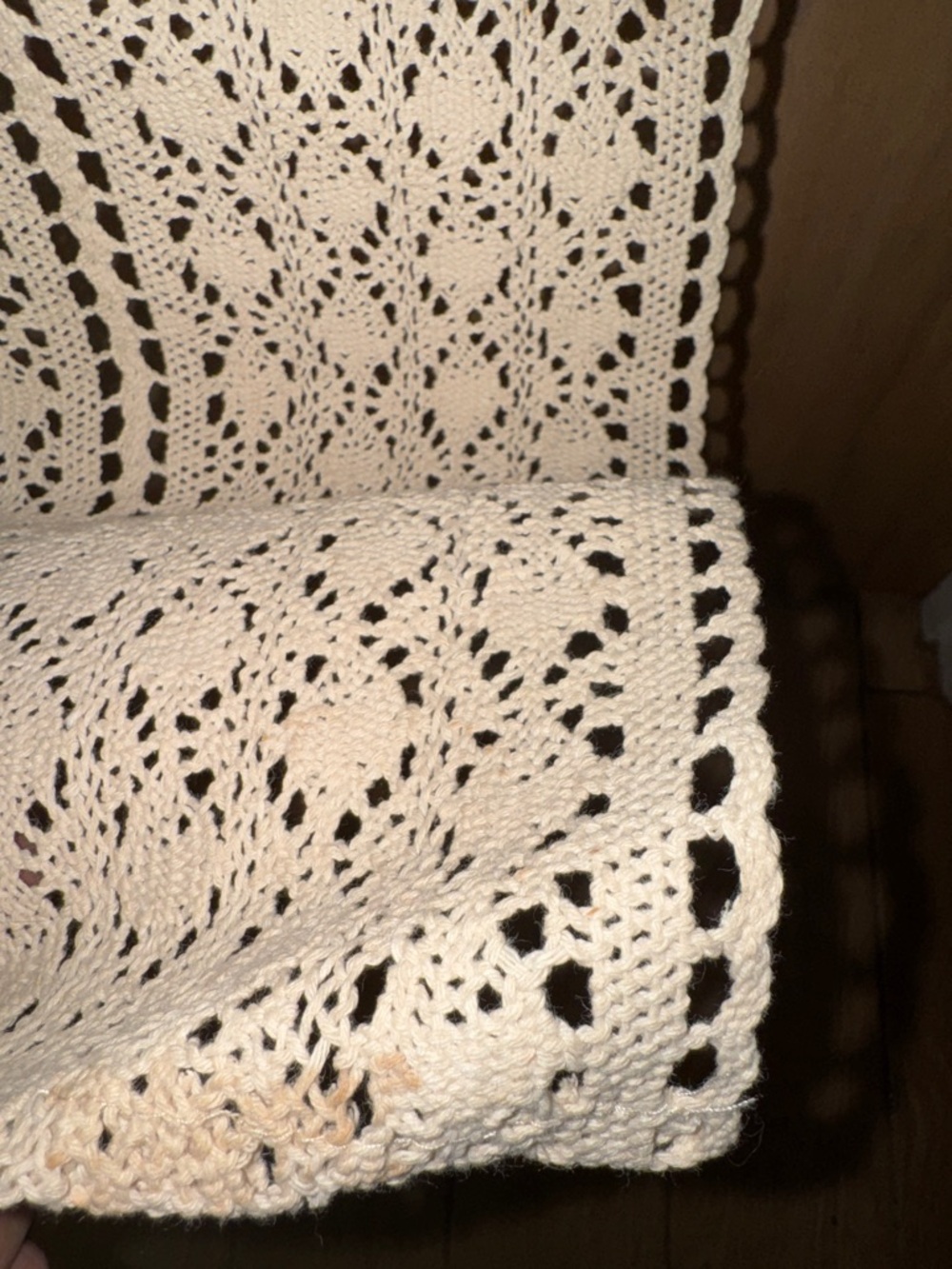 Hobby Lobby Cream Crochet Scalloped Edge Table Runner 12" x 54" - Picture 2 of 6